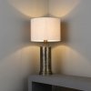 Lampka stołowa nocna abażurowa lniana okrągła klasyczna nowoczesna na komodę Indara 71591 ENDON 